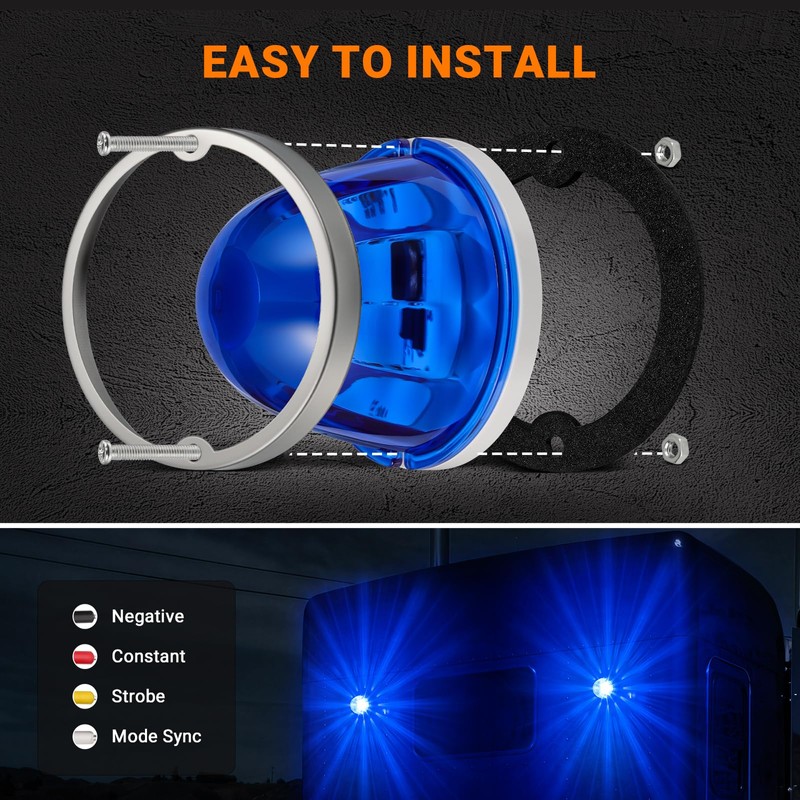 2PCS Watermelon Lights Strobe & Constant Dual Function Blue Auxiliary