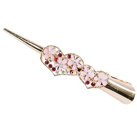 Striking Metal Rhinestone & Acrylic Hair Clip Hair Clip Hair Slide Hearts & Flowers Rose Gold 8498 °C