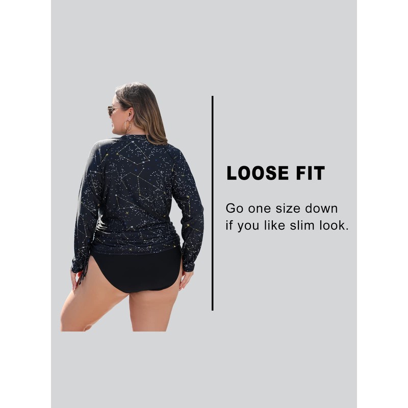 Halcurt Plus Size Rash Guard for Women UPF 50+ Zip