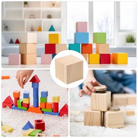 Neikafan Pack of 12 Wooden Cubes Blank Wooden Cubes 50 x 50 x 50 mm Wooden Blocks for Crafts Untreated Cube Large Wooden Blocks Craft Cube for Crafts Painting DIY Craft Decoration