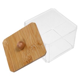 BUGUUYO Elegant Vanity Organizer Cotton Swabs Case Cotton Pad Box Makeup Holder for Home