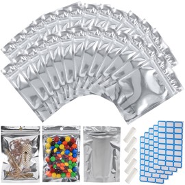 500-Pack Reclosable Small Mylar Bags for Food Storage 4.7" x 7.9" Stand Up Ziplock Pouch Bags in Bulk Resealable Smell Proof Aluminum Silver Foil Bags with Clear Window