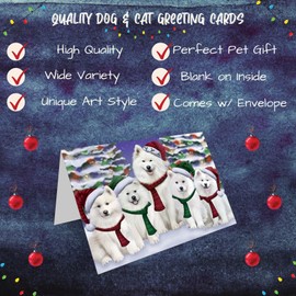 Doggie of the Day Christmas Family Portrait Samoyed Dog Note Cards - Adorable Pets Invitation Cards with Envelopes - Pet Artwork Christmas Note Cards (10 Note Card)