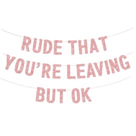 Leaving Banner, Leaving Party Decorations, Rose Gold Farewell Party Decor, Retirement Banner, Glitter Retirement Going Away Goodbye Party Decorations, for Bon Voyage and Colleague Farewell Celebration