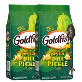 Candy Freezer Goldfishs Crackers Snack 6.1 oz each (Pack of 2) with Gem Spoon (Spicy Dill Pickle) - Gem Spoon