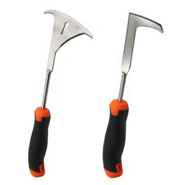 ROSYLEVE 2 x Weed Cutter with Handle, Manual Made of Stainless Steel for Removing Moss and Weeds in Paving Stone Grouts, Joint Scraper with Handle, Garden Tools, Weeding Tool (Orange)