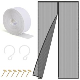 Sylken Magnetic Screen Door Fit Door Size 36 x 80 Inch, Upgraded Polyester Scratch-Proof, Mesh Net Curtain for Sliding Glass/Double/Patio/French/Front/Back Doors with Strengthened Magnets, Grey