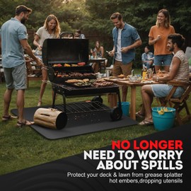 AIRSHOOTER 65 x 40 inch Under Grill Mats for Outdoor Grill, Double-Sided Fireproof Grill Pad, Waterproof Oil-Proof Grill Floor Pads Fire Pit Mat, Grill Pads for Outdoor Grill Cooking