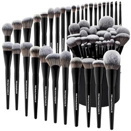Bueart Design Juego de 32 brochas de maquillaje de grado PRO con soporte súper grande, brochas sintéticas ultra suaves de primera calidad para base, c