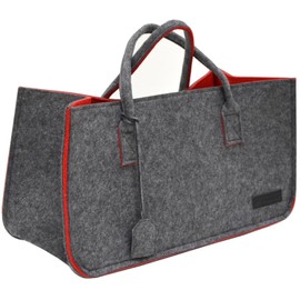 DuneDesign Up to 25 kg: Shopping Bag Felt XXL - 50 x 25 x 25 Heavy Duty Felt Bag Large - Fireplace Bag for Wood Carry Bag Firewood Basket - Car Shopping Basket Foldable Shopping Bag Felt Firewood