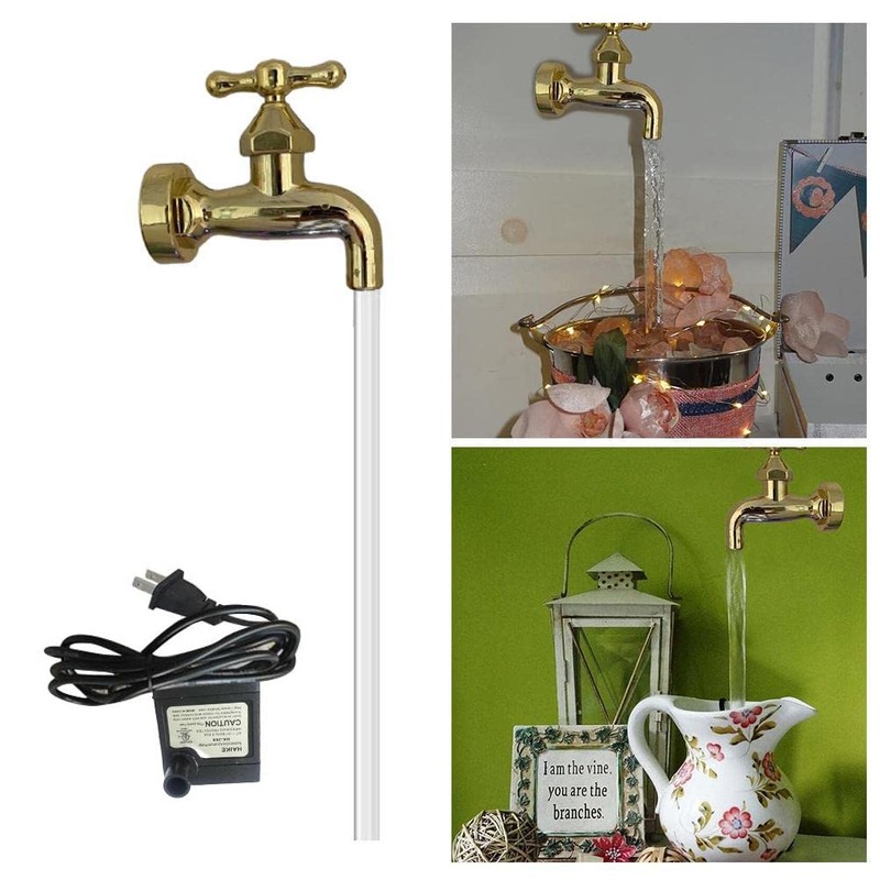 Decorative Metal and Plastic Faucet Fountain with Circulating Water, for