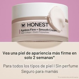 Honest Beauty Ageless - Crema firme y suave, impulsada por polipéptidos de elastina de colágeno vegano, piel más firme y suave, sin fragancia, verific