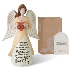 Storieme 50th Birthday Gifts for Her Women: Happy Birthday Gift for Friends Besites Sisters Daughter Mom 50 Year Old Woman Birthday Angel Figurine