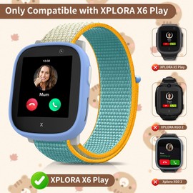 chinbersky Pack of 2 Nylon Loop Wristbands Compatible with Xplora X6 Wristband, Kids Smartwatch Velcro Fastening Girls Boys Adjustable Braided Fabric Replacement Bands for Xplora X6 Play