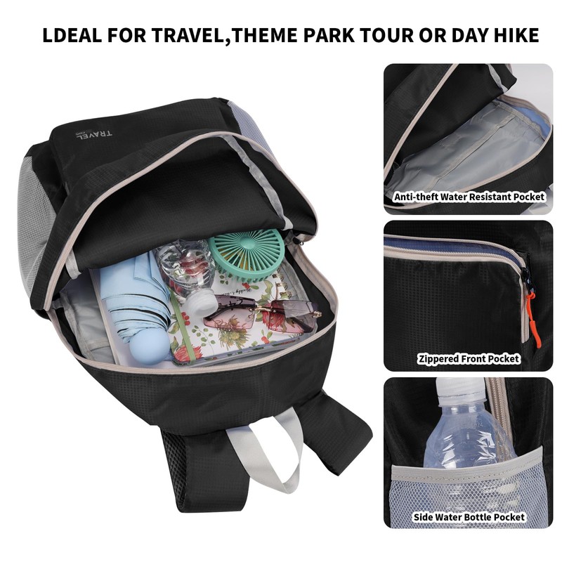 20-35L Lightweight Foldable Backpack, Student Backpack, Small Rucksack Water Resistant