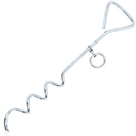 Dog Tie-Out Stake and Cable 30ft Heavy Duty Spiral Ground Stake Tethering Anchor Dog Leash Chain Rope Metal 360 Swivel Hook for Small Medium Large Dogs Outdoor (Single Stake)