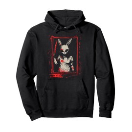 Horror Bunny Mask Girl Slasher Goth Creepy Scary Evil Rabbit Pullover Hoodie