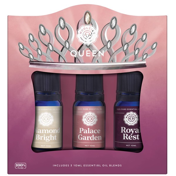 Woolzies Queen Essential Oil Set of 3 | Includes Diamond Bright, Palace Garden, & Royal Reset | Therapeutic Grade Aromatherapy Oils for Diffuser, Massage, or Topical Use | 10 ML