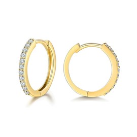 wynn's Silver Earrings for Women - S925 Sterling Silver Hoop Earrings | Gold Earrings for Women Girls, Cartilage Sleeper Earrings, Huggie Hoop Earrings with Cubic Zirconia, 10mm Gold Earrings