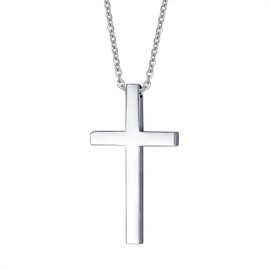 Reve Simple Stainless Steel Silver Tone Cross Pendant, No Color, Size No Size