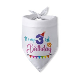 It's My 3rd Birthday Dog Bandanas Puppy 3rd Birthday Party Accessories Three Years Old Birthday Gifts Dog Triangle Scarf Happy 3rd Birthday Party Decorations for Dog