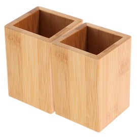 SEWACC 2pcs Pen Container Bamboo Brush Pot Stationery Organizer Pencil Holder for School Office Home Decor