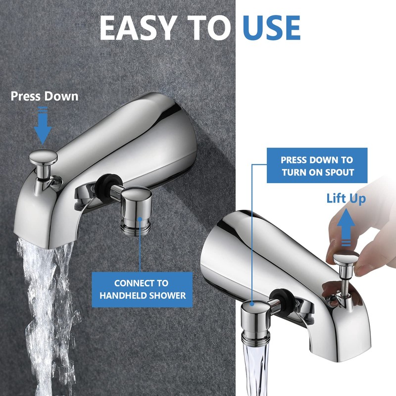 PROOX All Metal Diverter Tub Spout, 6 Settings Hand Held