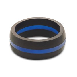 QALO Men's Thin Blue Line Classic Silicone Ring Size 14