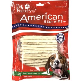 Pet Factory American Beefhide 5" Twist Sticks Dog Chew Treats - Natural Flavor, 1 lb