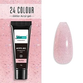 Builder Gel Jelly Crystal Nail Art Glue Quick Extension ACRYL GEL 24 Colours - (24 - Pale Pink)