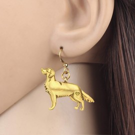 NEWEI Cute Golden Retriever Gifts for Women Golden Retriever Earrings Dangle Dog Jewelry Dog Mom Charms (Gold Plated)