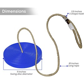 REZNOR Plastic Disc Swing Hanging Plate Seat for Kids Children Round Rope Playground Garden Outdoor Indoor Play Activity with Adjustable Height, Blue