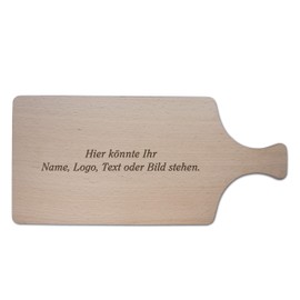 Breakfast board with your own text or motif, chopping board with handle made of untreated alder wood, 36.5 x 17 x 1.5 cm, kitchen board with engraving