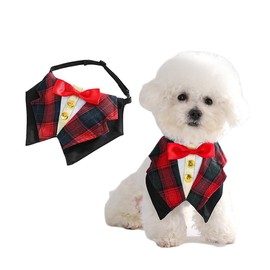 aoozleny Dog Tuxedo Formal Cat Wedding Bandana Dog Collar with Bow Tie Cat Birthday Costume Valentines Outfit Pet (RED, M)