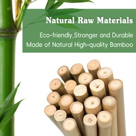 Plant Stakes,20Pcs Plant Sticks,16 Inches Natural Bamboo Plant Support Stakes,Bamboo Stakes for Indoor and Outdoor Plants Tomatoes Beans Flowers Potted Plants Climbing Support