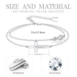 OHAYOO Infinity Bracelet Women's 925 Sterling Silver Rose Gold Bracelet Infinity Sign with Cross Bracelet Infinity Jewellery Gifts for Girlfriend Women Girls Mum, 2017, Cubic Zirconia