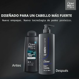 DOVE MEN + CARE Champú Eucalyptus & Birch 1 ct para cabello real que potencia la fuerza del cabello, con revitaliza y fortalece, 18 fl oz
