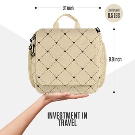 VENTURE 4TH Premium Hanging Travel Toiletry Bag for Women and Men - Mens Travel Bag Toiletry with Expandable Compartments and Detachable TSA Friendly Clear Pouch (Beige Diamonds)
