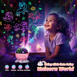1-9 Year Old Girl Gifts,Chardfun Unicorn Night Light 3 Films Unicorn Toys for Girls Age 1 2 3 4 5 Party Centerpieces for Table Birthday for 6 7 8 9 Year Old Girl