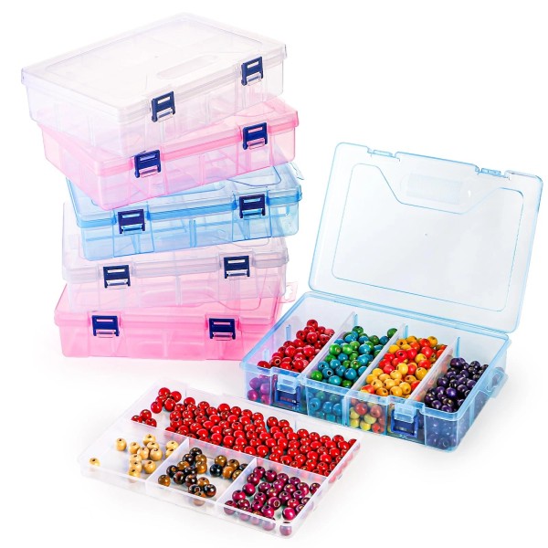 Covzoe 6 Pack Plastic Organizer Box Adjustable Dividers Double Layer