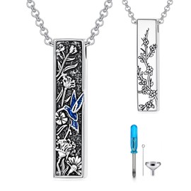 PROESS Cardinal Urn Necklace for Ashes Sterling Silver Cremation Blue Bird Necklaces Cardinal Jewelry for Women Men Cardinal Lover