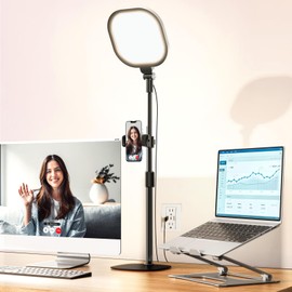 Video Conference Lighting for Zoom Meeting, Ring Light for Desk with Flexible Stand, 30 Light Modes Light for Video Recording, Desk Light & Memory Function for Zoom Calls, Video Streaming, Webcam