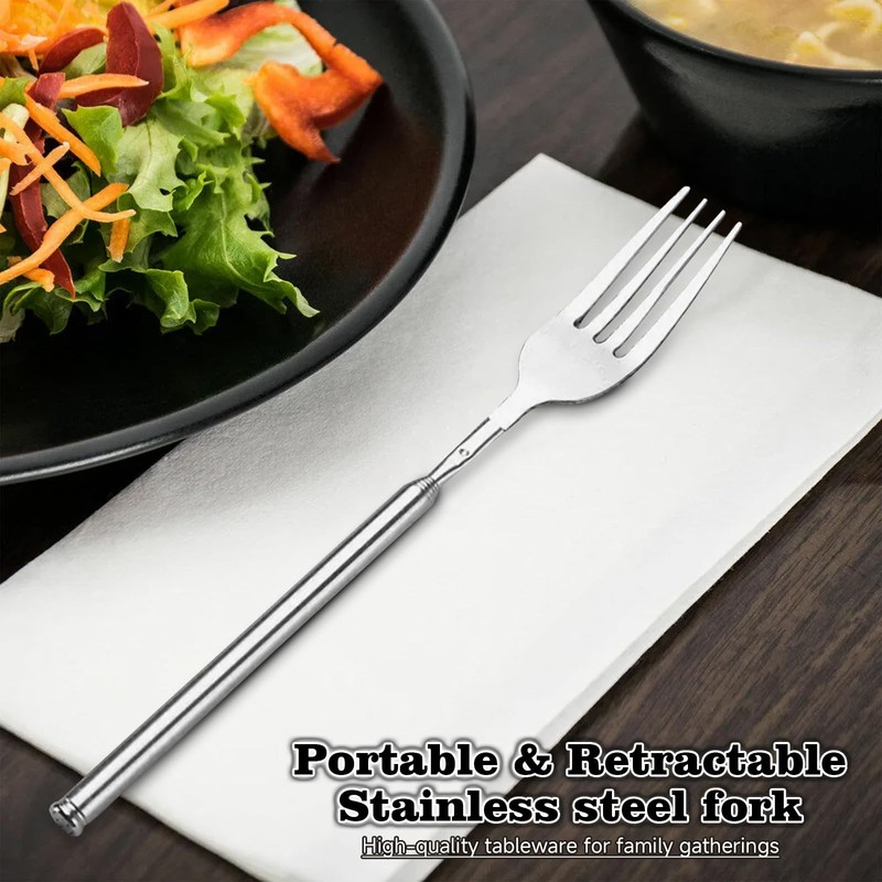 2PCS Extendable Fork Telescopic, 64cm Long Fork Stainless Steel 8.7