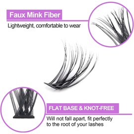 Cluster Eyelashes Extensions 40D 0.07 D Curl DIY Individual Eyelash Extension at Home (9 mm, 240 Pieces 40 0.07D Curl)