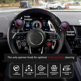 FOURING Fouring BL Steering Wheel Knob Spinner - Universal Non-Slip Fit, ABS & Premium Silicone Finish Suicide Knob with Metal Ball Bearing - Ideal for Cars, Trucks, Boats (Silicone Red)