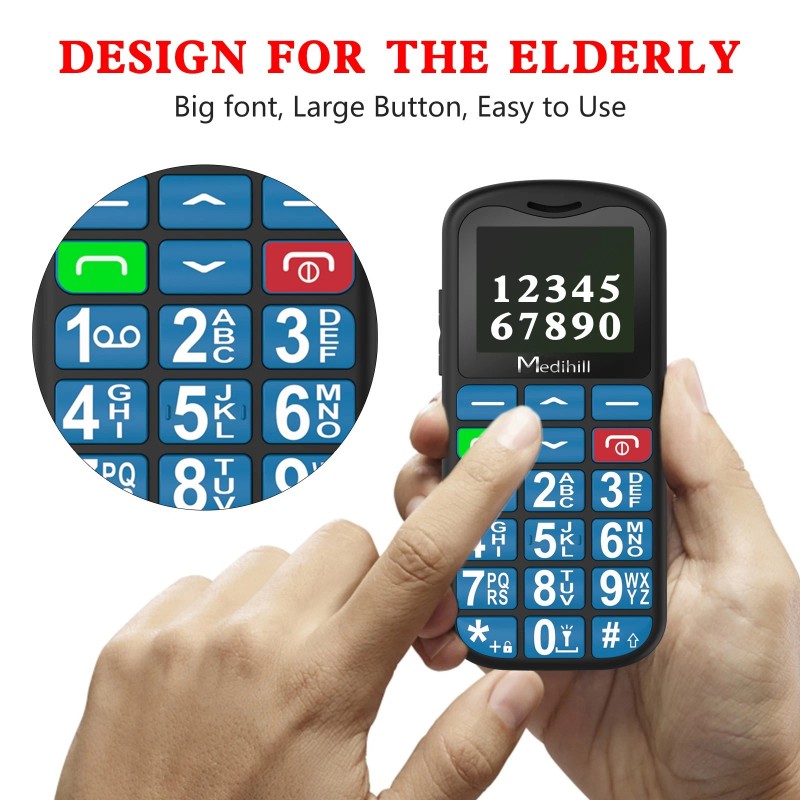 Medihill Big Button Mobile Phone SOS for Elderly Senior Cell