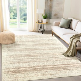 Miukiki 8x10 Area Rugs, Modern Abstract Rug with Non Slip Backing, Stain Resistant Washable Rugs, Non-Shedding Area Rug for Living Room (Brown, 8'x10')