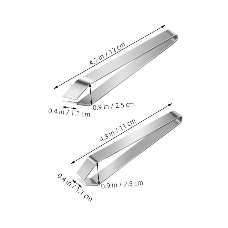 BIUDECO 2pcs Stainless Steel Fish Bone Tweezers Set Precision Meat