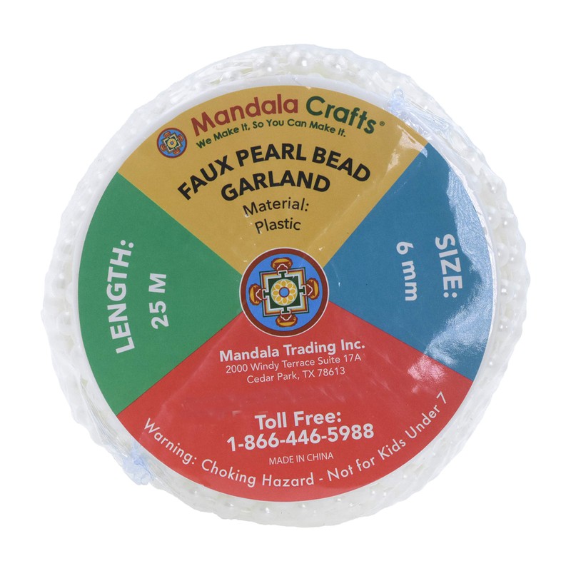 Mandala Crafts - Guirnalda de abalorio de perlas blancas de