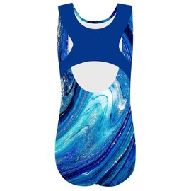 HUAANIUE Girls Kids Gymnastics Leotard Sleeveless Dance Costume 3-14 Years, B232-Blue